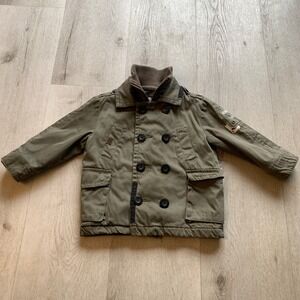 Catimini 3Y Boy's Green Military Style Field Jacket Utility Pea‎ Coat